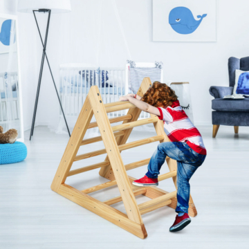 Coast Climbing Triangle aus Holz Klettergerüst für Kinder ab 3 Jahren zur Förderung der Motorik aus Naturkiefer 93x46x81cm