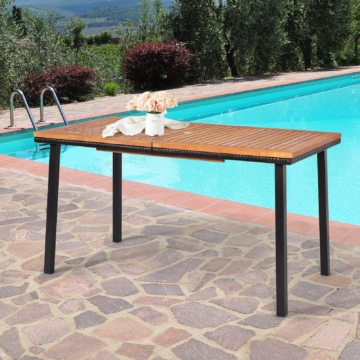 Coast Garden Tisch Esstisch mit überstehendem Loch Holztisch Terrassentisch Akazienholz 140 x 75 x 76 cm natur