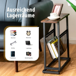 Coast Industrial Beistelltisch 2-stufig schmal weicher 48 x 18 x 54,5 cm braun + schwarz