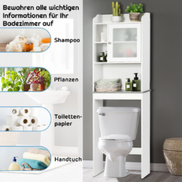 Coast Toilette Regal Bad Platzsparer mit verstellbaren Ebenen 59 x 19 x 173 cm weiß