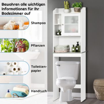 Coast Toilette Regal Bad Platzsparer mit verstellbaren Ebenen 59 x 19 x 173 cm weiß