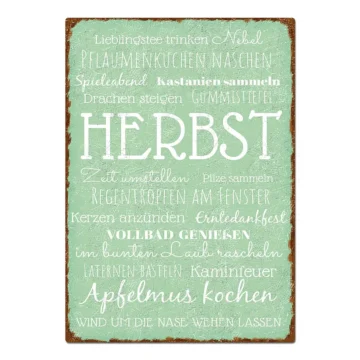 Dekoschild Herbst im Vintage Look A4 mint