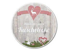 Dekoschild Hüttentraum Kuschelecke oder Wunschtext - 14,8 cm Motiv Hirsch