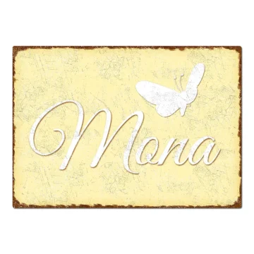 Dekoschild im Vintage Look mit Wunschtext gelb Format A4