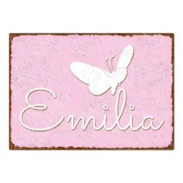 Dekoschild im Vintage Look mit Wunschtext rosa Format A4