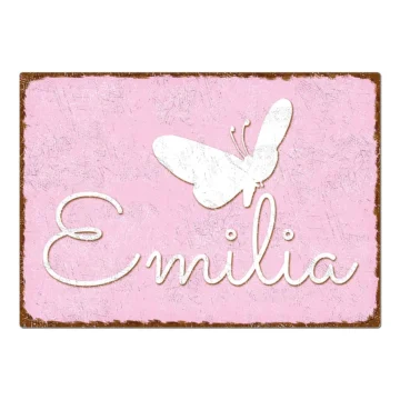 Dekoschild im Vintage Look mit Wunschtext rosa Format A4