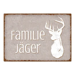 Dekoschild im Vintage Look mit Wunschtext taupe Format A4
