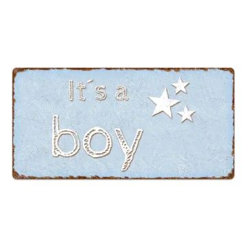 Dekoschild im Vintagestyle mit Wunschtext hellblau 30 x 15 cm