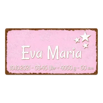 Dekoschild im Vintagestyle mit Wunschtext rosa 30 x 15 cm