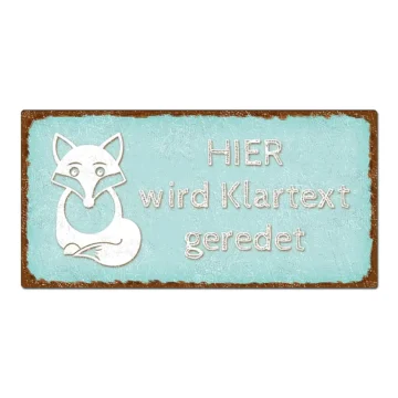 Dekoschild im Vintagestyle mit Wunschtext türkis 30 x 15 cm