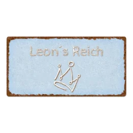 Dekoschild mit Name oder Wunschtext im Vintage Look hellblau 20 x 10 cm