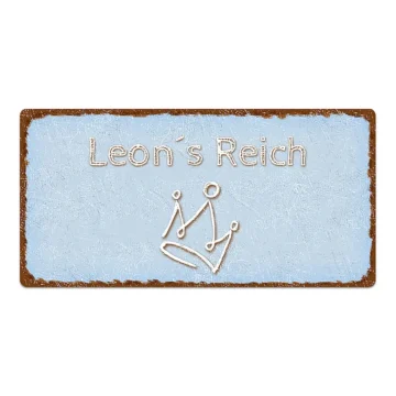 Dekoschild mit Name oder Wunschtext im Vintage Look hellblau 20 x 10 cm