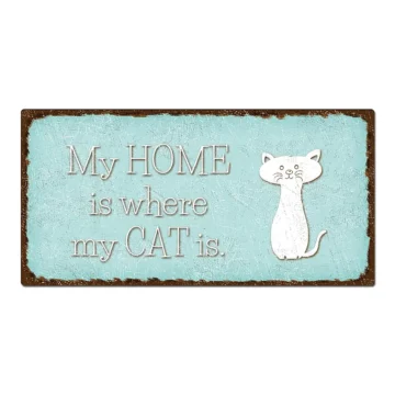 Dekoschild "my home is where my cat is" 30 x 15 cm