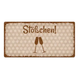 Dekoschild Pünktchen mit Wunschtext vintage cappuccino 20 x 10 cm