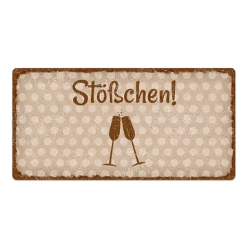 Dekoschild Pünktchen mit Wunschtext vintage cappuccino 20 x 10 cm