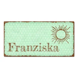 Dekoschild Pünktchen mit Wunschtext vintage mint 20 x 10 cm