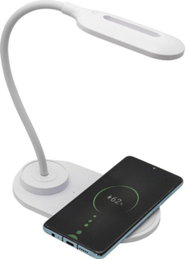 Denver LQI-55 - Schreibtischlampe - Tischlampe - 1,5 W LED - Weißes Licht - QI-Ladegerät - Weiß