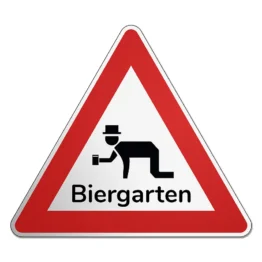 Dreieckiges Verkehrsschild mit Motiv Kriechender Mann