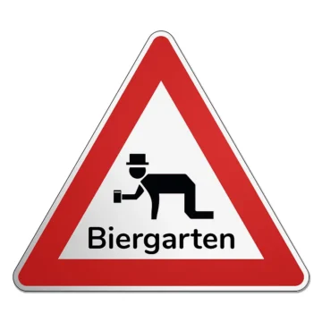 Dreieckiges Verkehrsschild mit Motiv Kriechender Mann