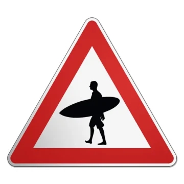 Dreieckiges Verkehrsschild Surfer - Gefahrenzeichen