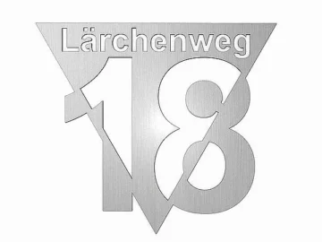 Edelstahl Design Hausnummer mit Straßenname Typ 4