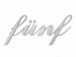 Edelstahl-Hausnummer als Zahlwort - Script Höhe 15 cm bis 5 Buchstaben