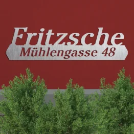 Edelstahl Hausnummer mit Name und Straßenname - Design Timeless 265 mm hoch