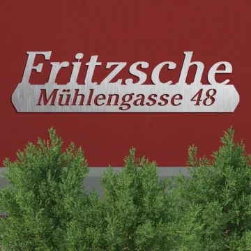 Edelstahl Hausnummer mit Name und Straßenname - Design Timeless 265 mm hoch