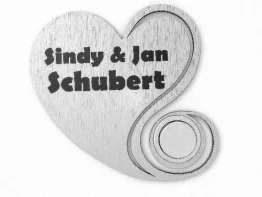 Edelstahl Namensschild Herz mit Klingel - Herz - 7 x 6,6 cm