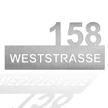 Edelstahlschild mit Wunschtext 50 x 23,8 cm Design Weststraße