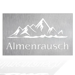Edelstahlschild mit Wunschtext 50 x 30 cm Design Almenrausch