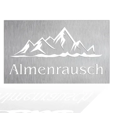 Edelstahlschild mit Wunschtext 50 x 30 cm Design Almenrausch
