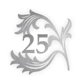 Elegante Edelstahlhausnummer - Design Blatt