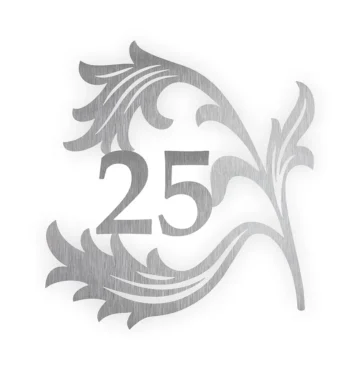 Elegante Edelstahlhausnummer - Design Blatt