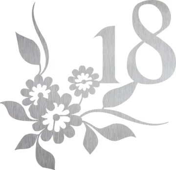 Elegante Edelstahlhausnummer - Design Blumenranke