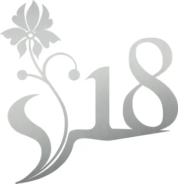 Elegante Edelstahlhausnummer - Design Blumenranke