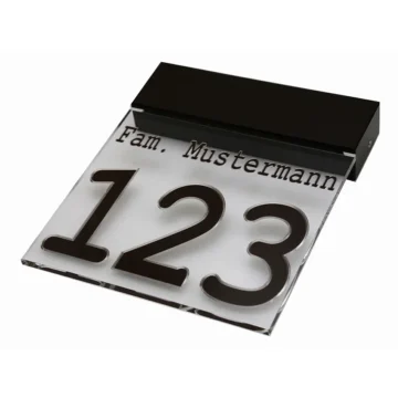 Elegante Hausnummer mit LED Beleuchtung aus Acrylglas und Aluminium