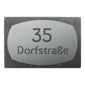 Elegante Kombination aus Edelstahl und Schiefer als Hausnummer Kombi 1