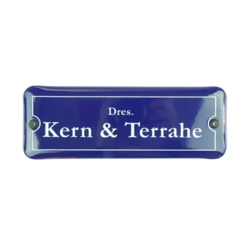 Emaille Türschild mit Ihrem Wunschtext 21 x 7,5 cm | blau/weiß