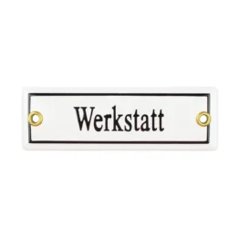 Emailleschild Werkstatt | 12,5 x 4 cm