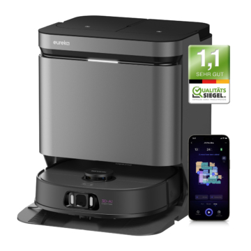 Eureka J15 Pro Ultra BLACK Saug/Wischroboter All-in One Dock Vacuum Cleaning & Mopping and Auto Dock