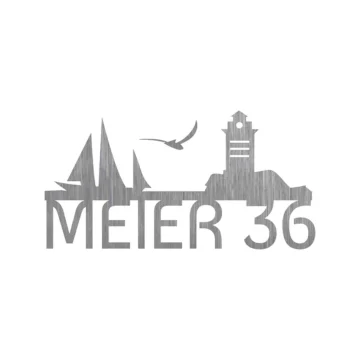 Exclusive Hausnummer - Design Leuchtturm und Segelboot