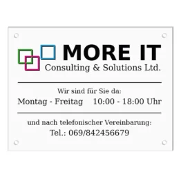 Firmenschild aus Acrylglas - bedruckt - Größe 400 x 300 mm [groß Querformat]