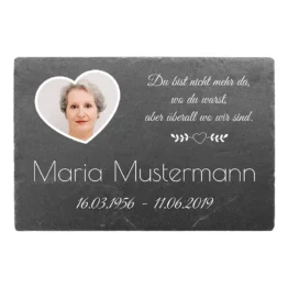 Gedenkplatte mit Namen und Bild Design "Herz" 300 x 200 mm