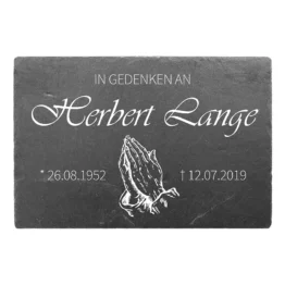 Gedenkplatte mit Namen und Datum Design "Hände" 300 x 200 mm