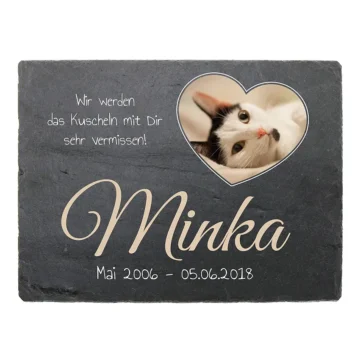 Gedenktafel aus Schiefer für Haustiere 20 x 15 cm