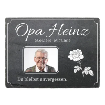 Gedenktafel mit Bild Design "Rose" 200 x 150 mm