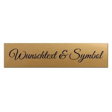 Goldenes Namensschild mit Wunschtext und Symbol 15 x 3.5 cm