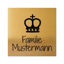 Goldenes Türschild aus Aluminium 15 x 15 cm