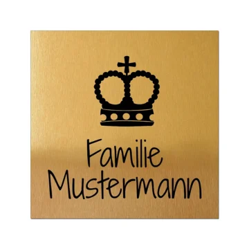 Goldenes Türschild aus Aluminium 15 x 15 cm